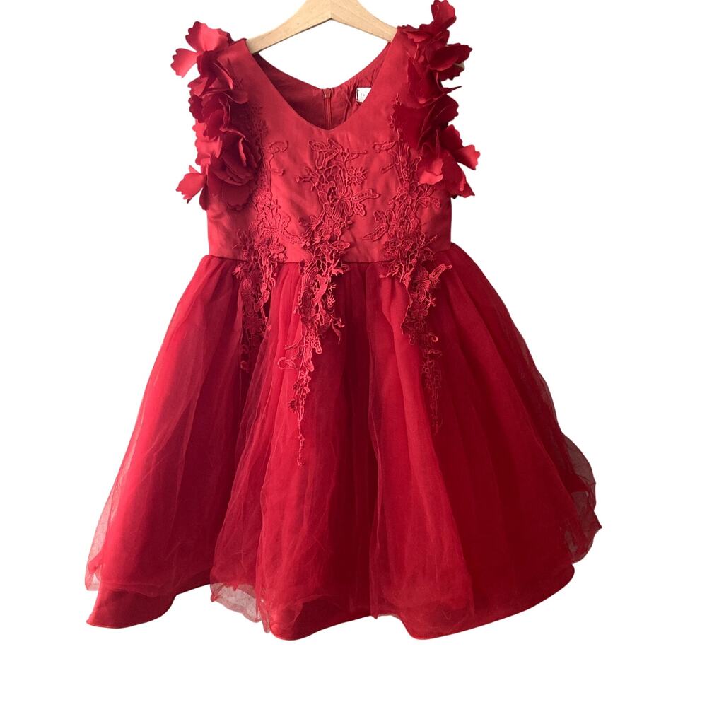 Trish Scully Bianca Dress Crimson Red Lace Tulle 7